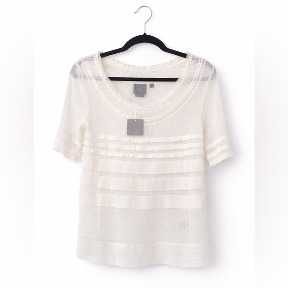 Anthropologie Vanessa Virginia sheer tiered top M nwt - Picture 2 of 8